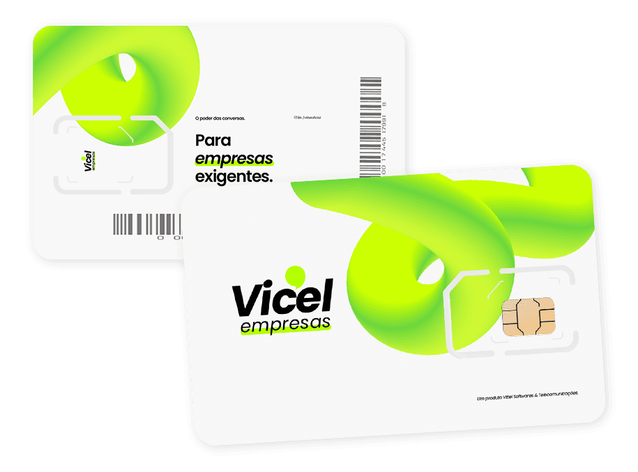 Cartão SIM Vicel Empresas, frente e verso